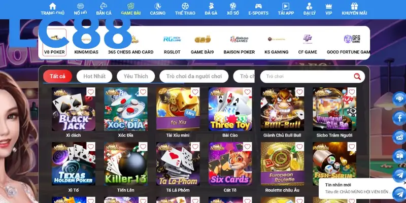 Danh sách các siêu phẩm game bài LC88